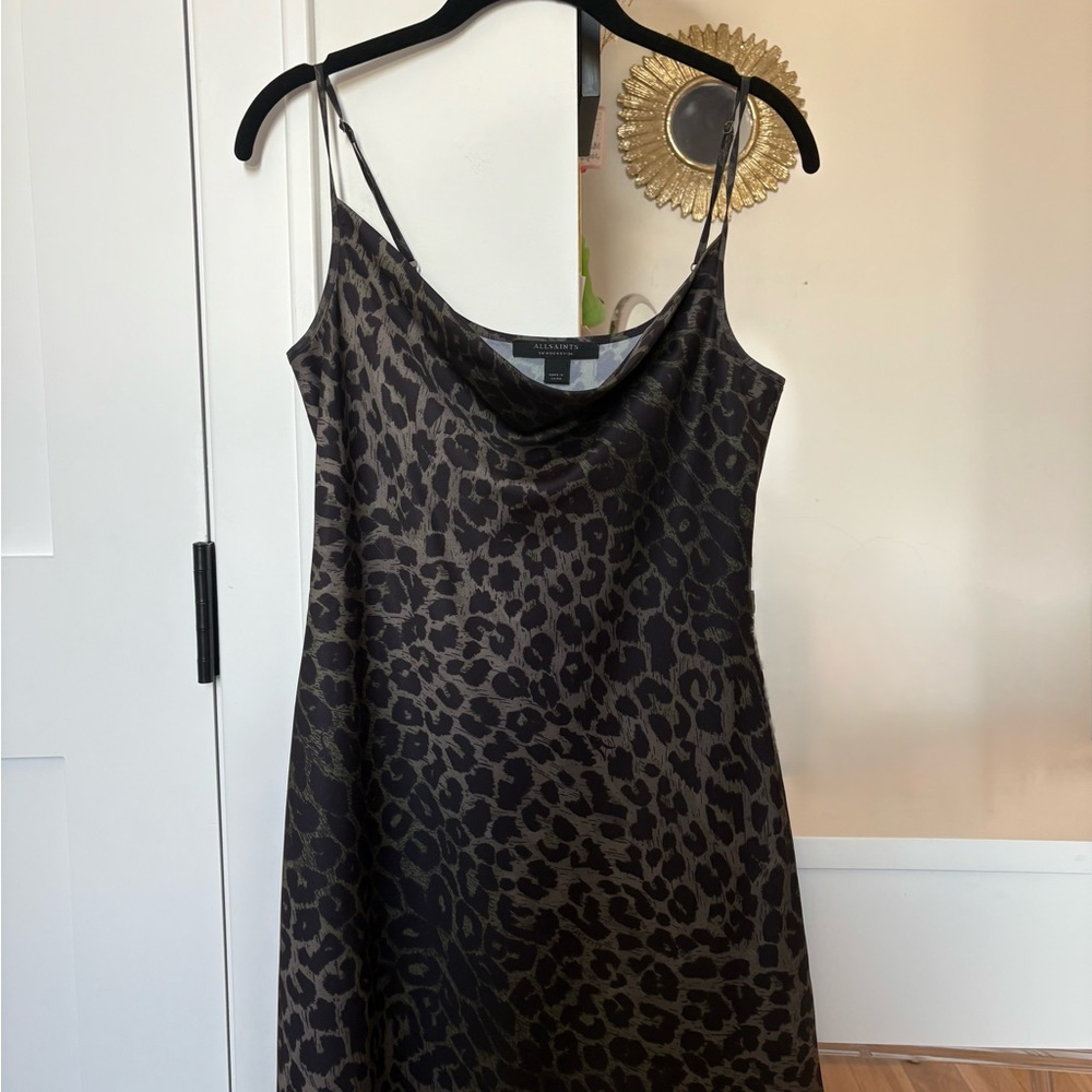 All Saints: Leopard Print Slip Dress